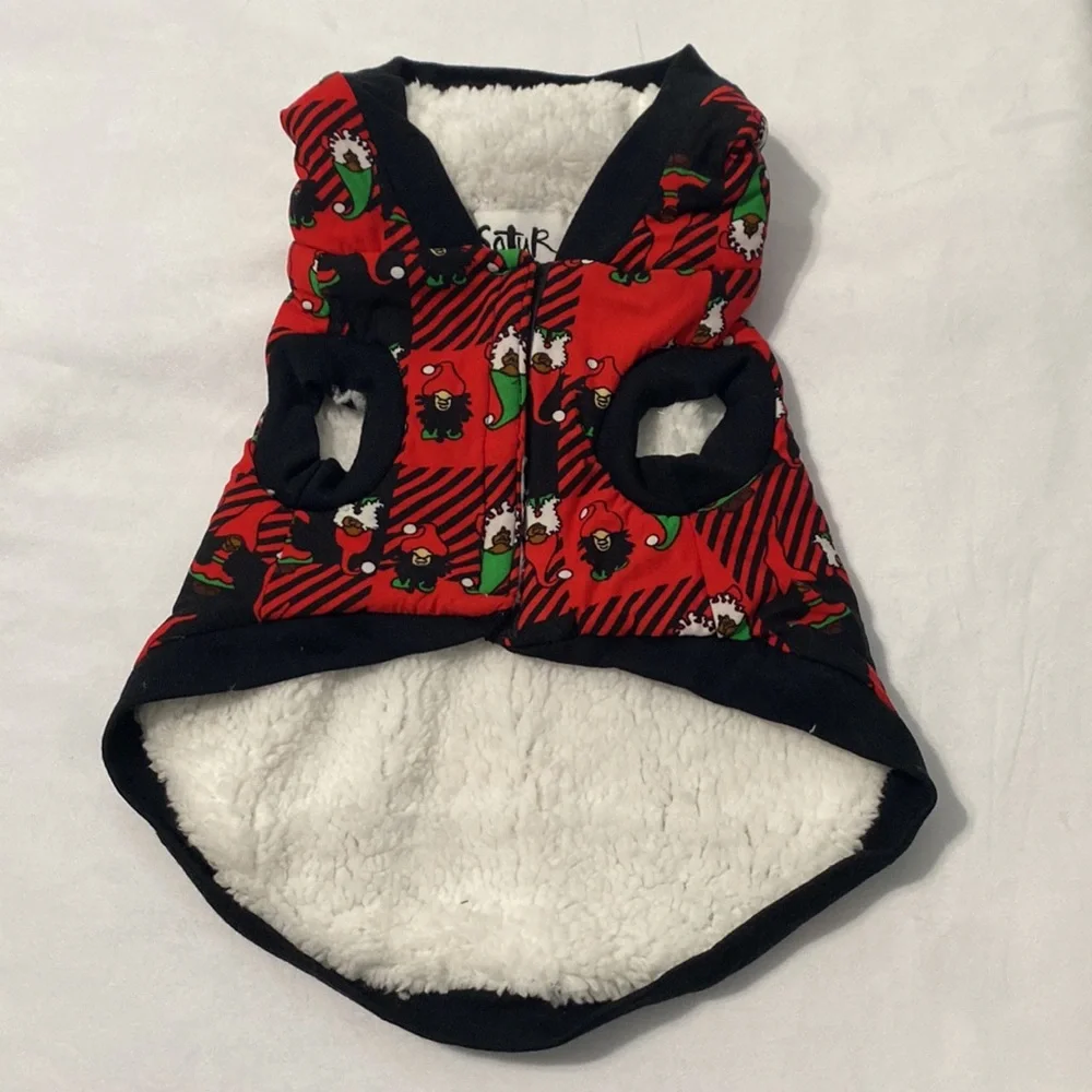 Pup Gnome for the Holidays Dog Hoodie Black/Red Size Medium